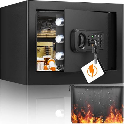 1.0 cu ft Personal Fireproof Safe Box with Fireproof Money Bag, Security Combination Safe with Silent Mode Keypad and Spare Keys, Digital Safe Box for Firearm Cash Jewelry Medicine Documents